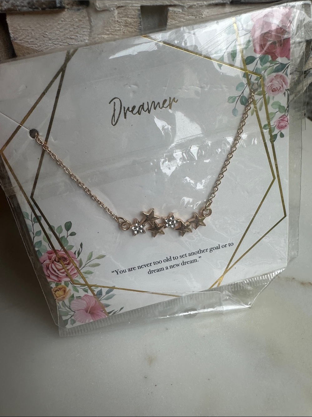 Dreamers Rose Gold Star Trio Necklace with Crystals